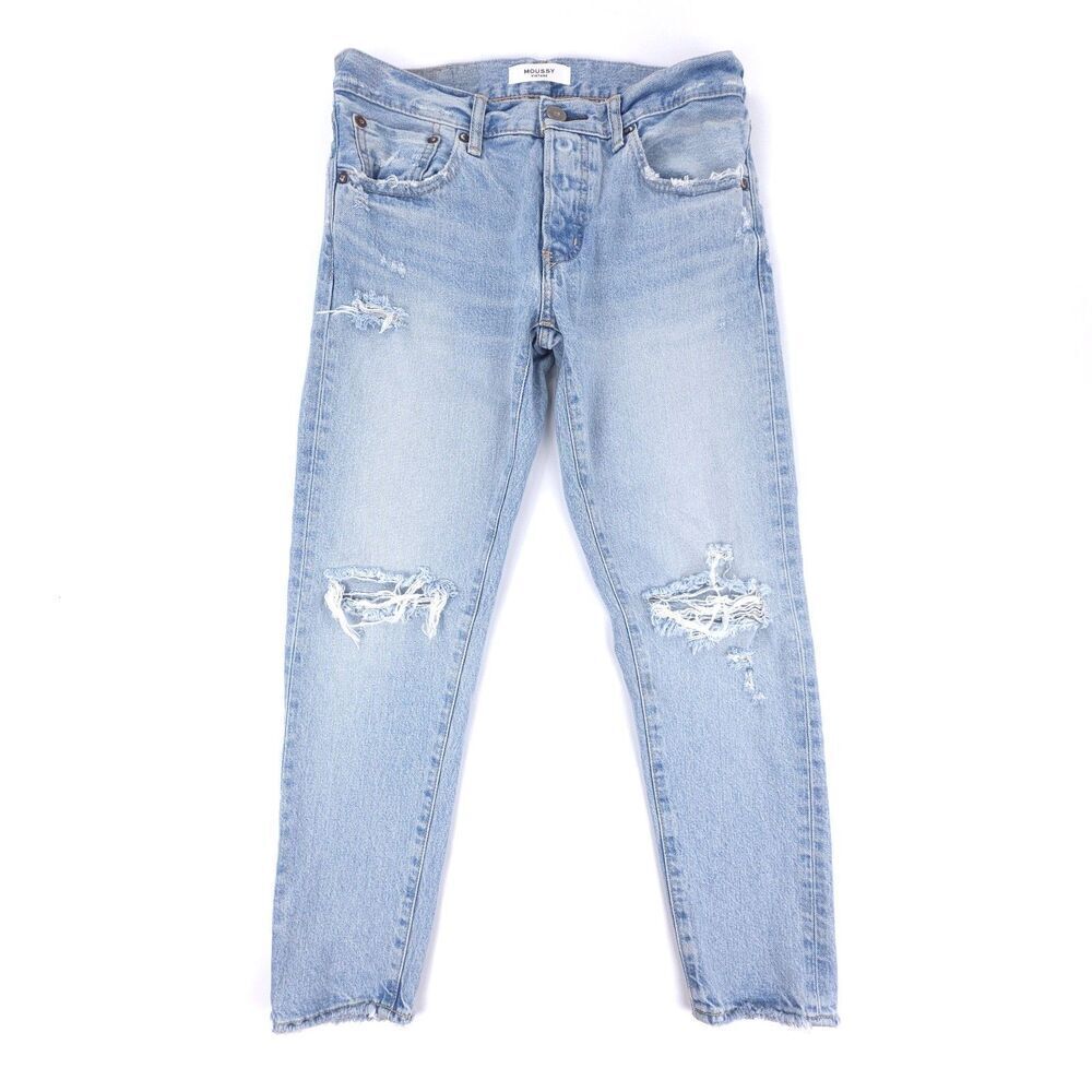 MOUSSY VINTAGE Yardley Tapered Jeans Light Blue 90s Crop Minimal Grunge Y2k 27